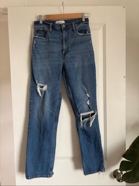 Abercrombie Distressed Blue Straight-Leg Jeans
